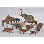 An interesting assortment of Composition Large Scale Animal Figures. Elastolin Lineol Type.