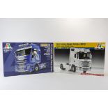 Duo of Italeri 1/24 Scale Truck Model Kits. Iveco Hi Way Anniversary Model plus MB Actros White