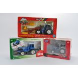 Tractor Trio including Britains Ford 5610 with front loader, Ford 5000 plus Siku Ford 8830 (Spalding