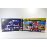 Duo of Italeri 1/24 Scale Truck Model Kits. Volvo VN 780 plus Peterbilt 377A. As New. (2)