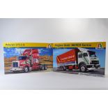 Duo of Italeri 1/24 Scale Truck Model Kits. Magirus Deutz 360M19 Canvas plus Peterbilt 377A. As New.