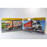 Duo of Italeri 1/24 Scale Truck Model Kits. Magirus Deutz 360M19 Canvas plus DAF 95 Canvas. As