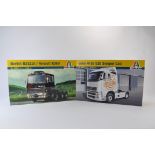 Duo of Italeri 1/24 Scale Truck Model Kits. Berliet R352 plus Volvo FH16 520 with sleeper cab. As