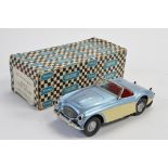 Rare Scalextric MM/C53 Austin Healey (tinplate) in blue/cream with silver wheel. Has been maintained