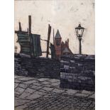 STUART WALTON [1933 - ]. Leeds view, c.1970. Oil on canvas board painting. Signed, 63 x 46 cm.