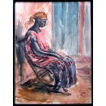 LEON UNDERWOOD [1890-1975]. Seated Woman, c.1931. Watercolour painting. Signed and inscribed on