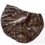 Anglo Saxon coins - silver sceatta [c.695-740] PLUMED BIRD type. Obv. plumed bird porcupine. Rev.