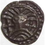 Anglo Saxon coin - silver sceat [c.695-740] WODAN HEAD type - SERIES X. Obv. facing bust. Rev.