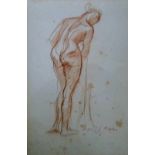 LEON UNDERWOOD [1890-1975]. Standing Nude. Conte crayon drawing. Signed, 54 x 37 cm. [condition: