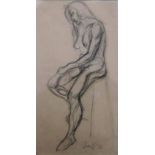 LEON UNDERWOOD [1890-1975]. Seated Woman, 1936. Charcoal drawing. Signed and dated, 54 x 30 cm.