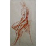 LEON UNDERWOOD [1890-1975]. Seated Nude Conte crayon drawing. Signed, 53 x 30 cm. Provenance: