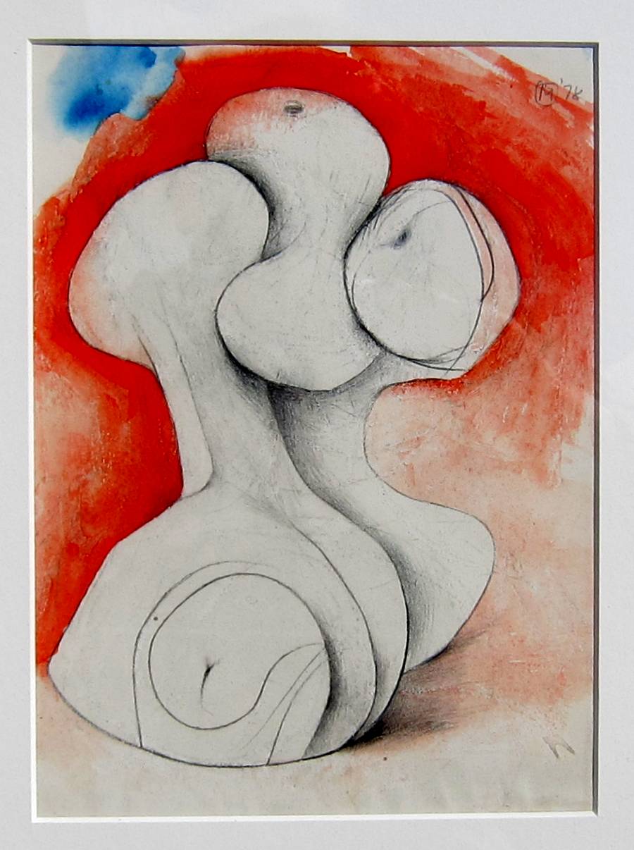 BERNARD MEADOWS, R.A. [1915-2005]. Study for Sculpture, 1978. Watercolour and pencil. Signed and