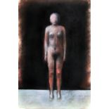 ROBERT CLATWORTHY, R.A. [1928-2015]. Standing Figure, 2009-10. Acrylic and pastel on paper. Signed