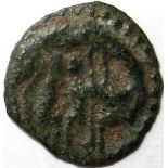Anglo Saxon coin - Secondary phase Sceatta coinage [c.710-60]. SERIES V, type 7 - WOLF & TWINS