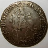 CHARLES 1 [1625-49] silver HALFCROWN. YORK mint, type 6, mm. lion. [Spink 2868 - £1000 in VF;