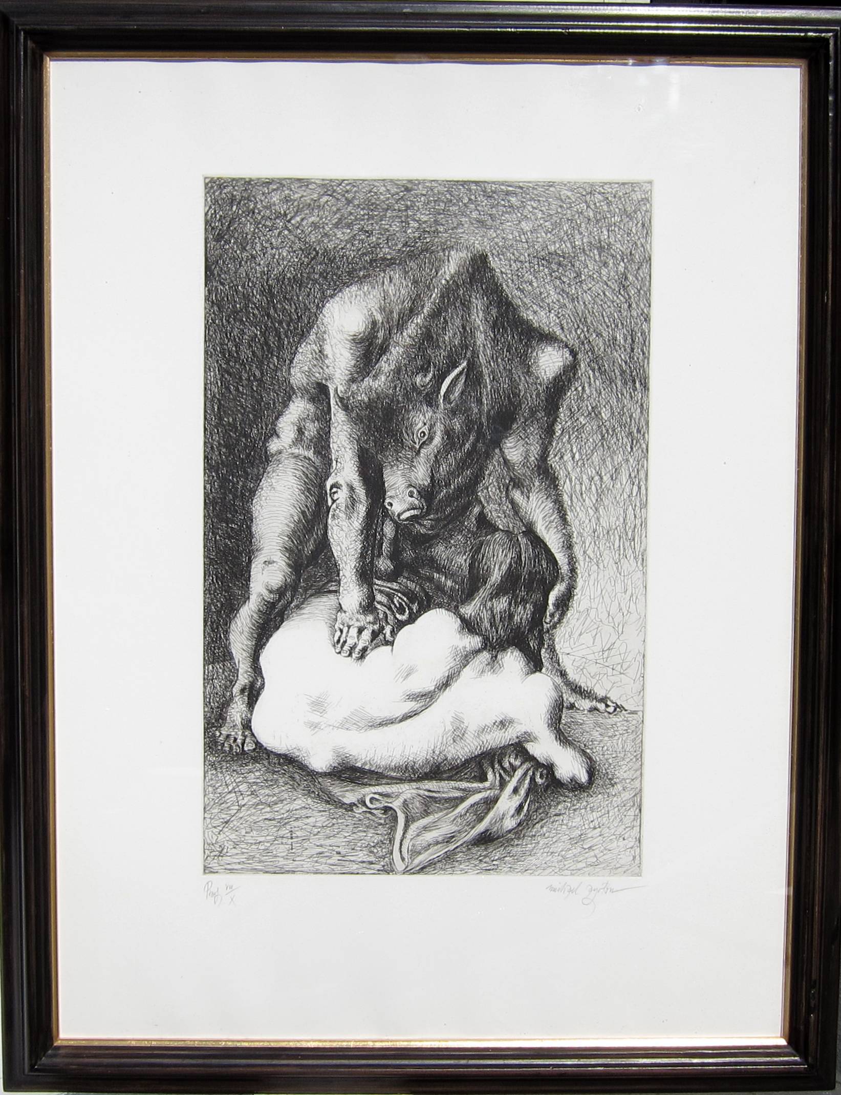 MICHAEL AYRTON [1921-75]. Minotaur Full Grown, 1971. Etching, edition of 75, artist's proof V111/ - Image 2 of 2