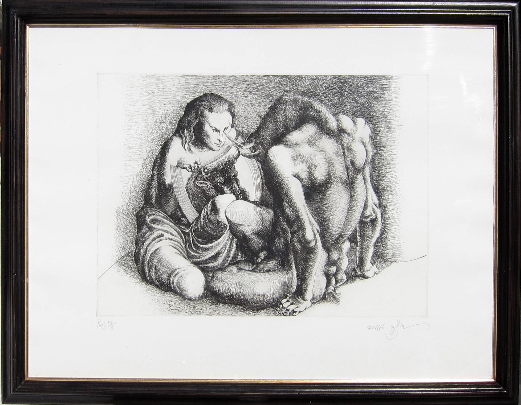 MICHAEL AYRTON [1921-75]. Minotaur Revealed, 1971. Etching, edition of 75, artist's proof, V111/X. - Image 2 of 2