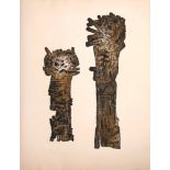 E R NELE [Eva Renee - b.1932] Standing Forms [study for sculpture]. etching, artist's proof. signed.