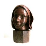 WILLI SOUKOP, R.A. [1907-95]. Head of Girl, 1937. Wood carving, unique. Signed and dated. 33 cm