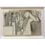 KEITH VAUGHAN [1912-77]. Figure in a Wood, 1951. Pencil drawing. Studio stamp initials on the