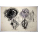 PETER THURSBY [1930-2011]. Study for Sculpture [Head maquette], 1961. Charcoal and crayon. Signed,