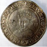 EDWARD V1 [1547-53] silver shilling. Fine silver issue, 1551-3. mm.tun. obv. facing bust with rose