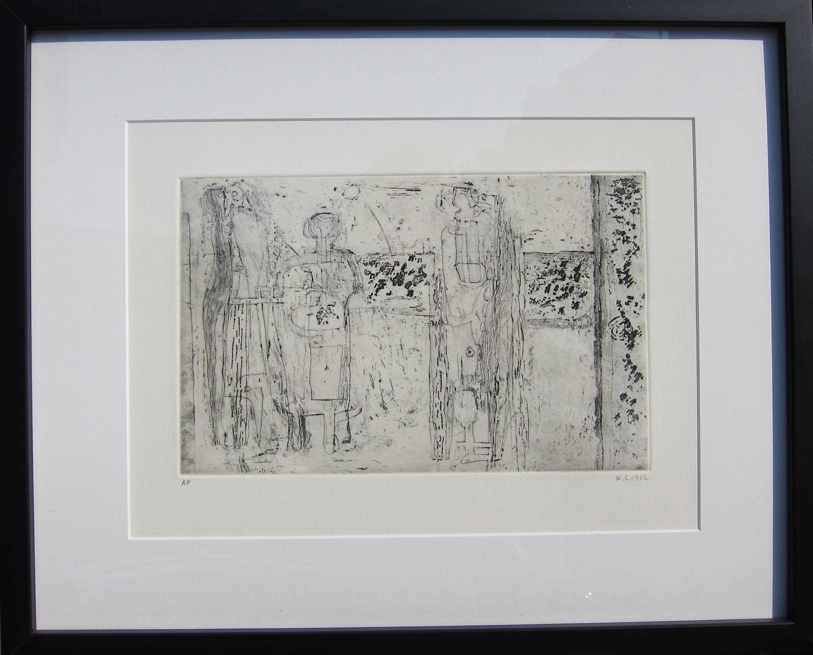 ROBERT CLATWORTHY, R.A. [1928-2015]. Figures, 1952. Etching, edition of 50, artist's proof - very - Image 2 of 2