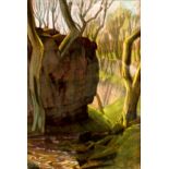 HARRY EPWORTH ALLEN [1894-1958]. Tree and Rock, c.1925. Pastel. Signed. 39 x 27 cm [overall