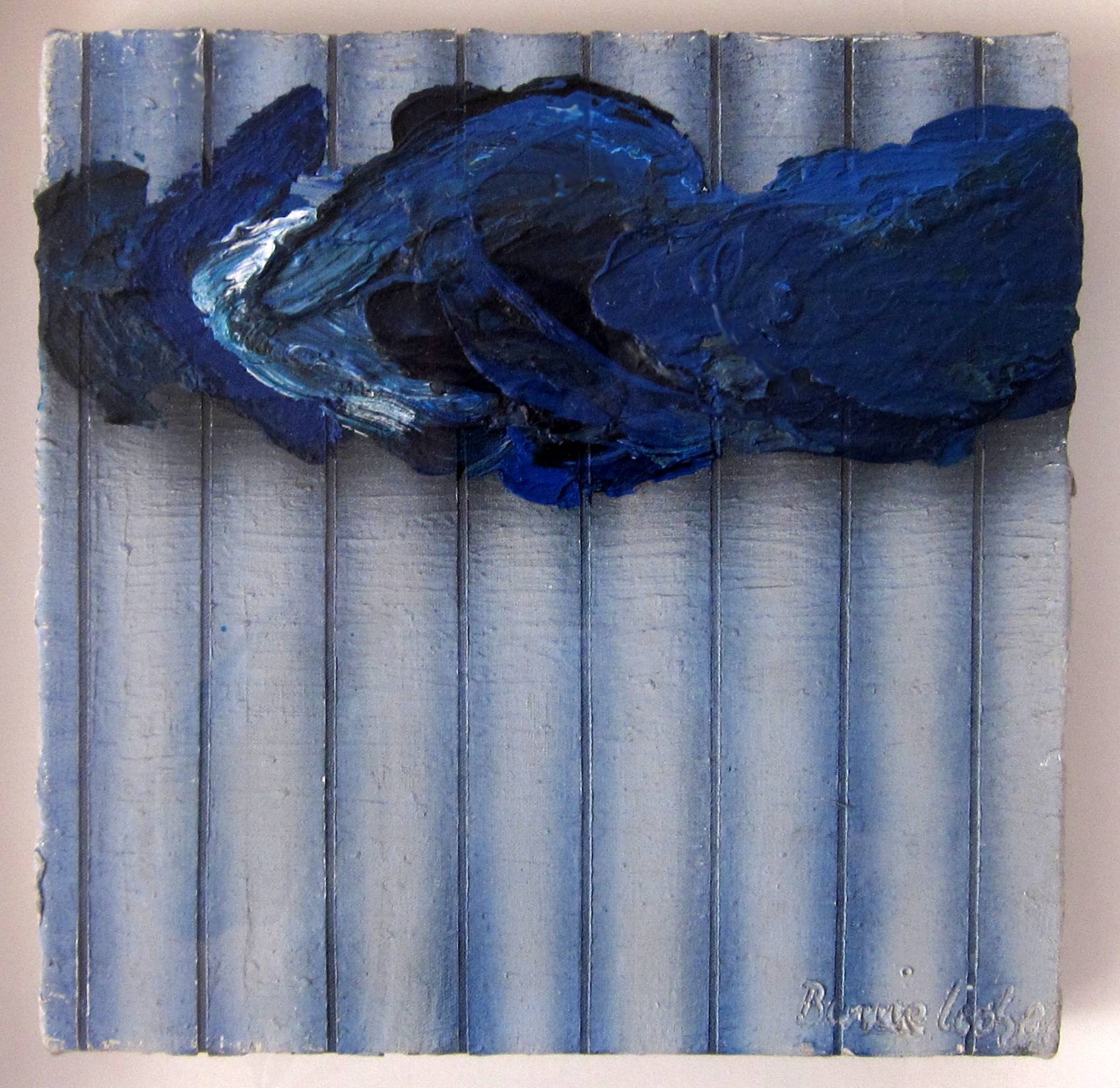 BARRIE COOK [b.1929]. Floating Blue, 1981. Oil on canvas. Signed. 31 x 31 cm [overall including