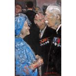 RUSKIN SPEAR, R.A. [1911-90]. Queen Elizabeth [the Queen Mother] and Harold MacMillan [the Prime