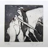 LEO ZOGMAYER [b.1949]. Figure and Beast, 1984. Etching, edition of 50, 37/50. Signed. 46 x 35 cm [