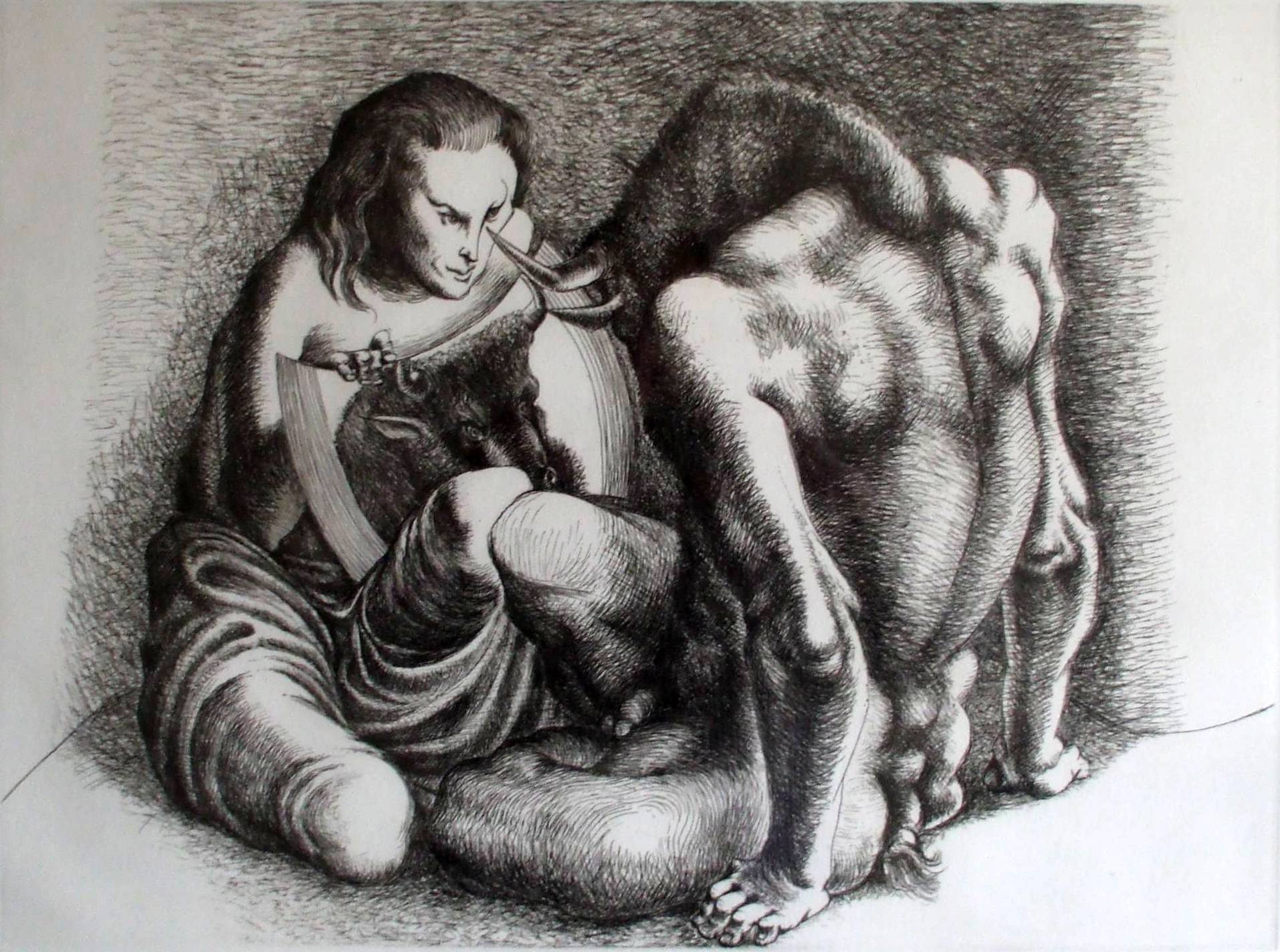 MICHAEL AYRTON [1921-75]. Minotaur Revealed, 1971. Etching, edition of 75, artist's proof, V111/X.