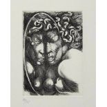 MICHAEL AYRTON [1921-75]. Perseus Shield. Etching, edition of 75, 10/75. Studio stamp signature on