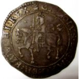 CHARLES 1 [1625-49] silver HALFCROWN. BRISTOL mint, 1644. Shrewsbury plume behind horseman. BR