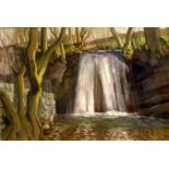HARRY EPWORTH ALLEN [1894-1958]. Waterfall, c. 1925. Pastel. Signed. 40 x 28 cm [overall including
