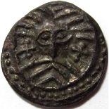 Anglo Saxon - Sceatta coinage [c.695-740]. SERIES X - WODAN head - silver sceat. obv. facing Wodan