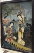 19TH CENTURY CHINESE SCHOOL "Figures in interiors", oil on glass, a pair, unsigned CONDITION REPORTS