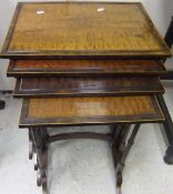 A 20th Century mahogany and cross-banded quartetto nest of graduated occasional tables in the