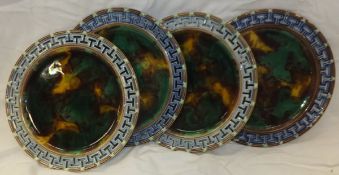 A set of four 19th Century Wedgwood majolica plates with pierced rims CONDITION REPORTS All with