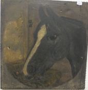 B.J. CAIN "Horse in stable", head study, oil on canvas, signed and dated 1881 lower right