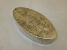 A George III silver snuff box of oval form,
