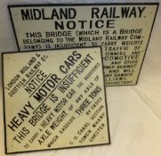 A reproduction cast iron Midland Railway sign, inscribed "Midland Railway Notice ....