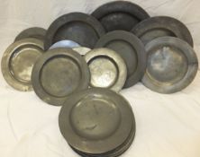 A collection of 18th and 19th Century pewter plates various