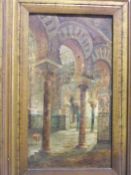 JOSÉ MONTENEGRO CAPELL (1855-1924) "Royal Alcãzar Palace, Seville", oil on canvas,
