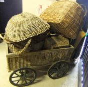 A basket trolley and collection of various baskets,