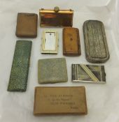 A box containing a shagreen covered cigarette case,