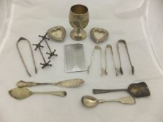 A box of assorted silver spoons to include various teaspoons,