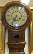 A 19th Century walnut, parquetry and marquetry inlaid drop dial wall clock with eight day movement,