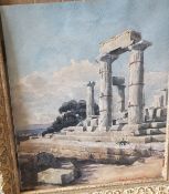 20TH CENTURY GREEK SCHOOL "Ruins", watercolour, indistinctly signed lower right,