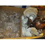 Three boxes of assorted china wares to include Spode "Marlborough", various vases, etc,